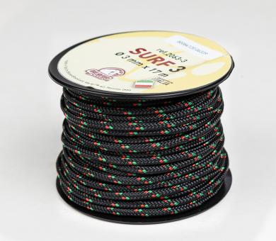 Zeltleine "Surf/String" Spule mit 12/17/30m, 2/3/4mm, diverse Farben 17m 3mm | Schwarz