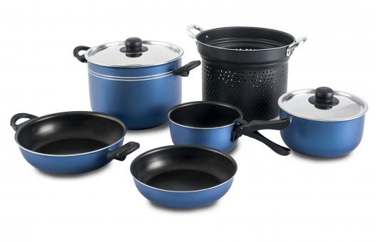 Camping Aluminium Kochtopf-Set Flaminia 24, 9teilig, blau 