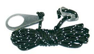 Zeltleine 4m lang, 4.0mm, schwarz, mit reflektierendem Faden und Alu-Heringsschlaufe (4 Stück) 